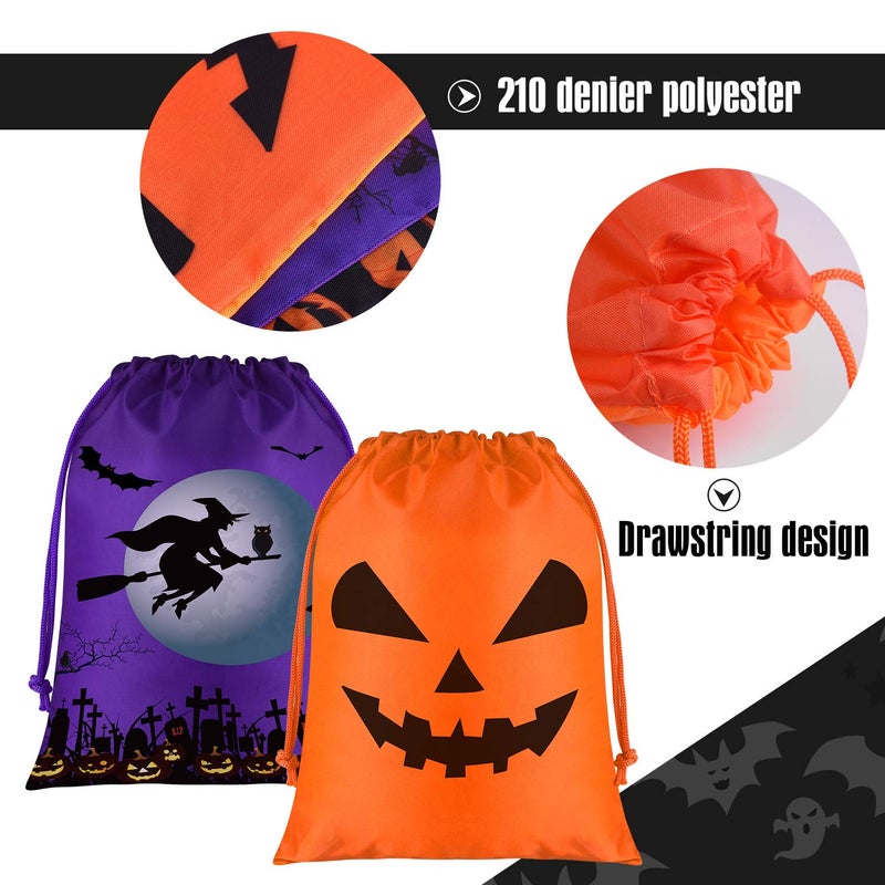 KUUQA 12 Pack Halloween Candy Bags - Drawstring Goodie Bags for Halloween Party Favor Supplies - Image 5